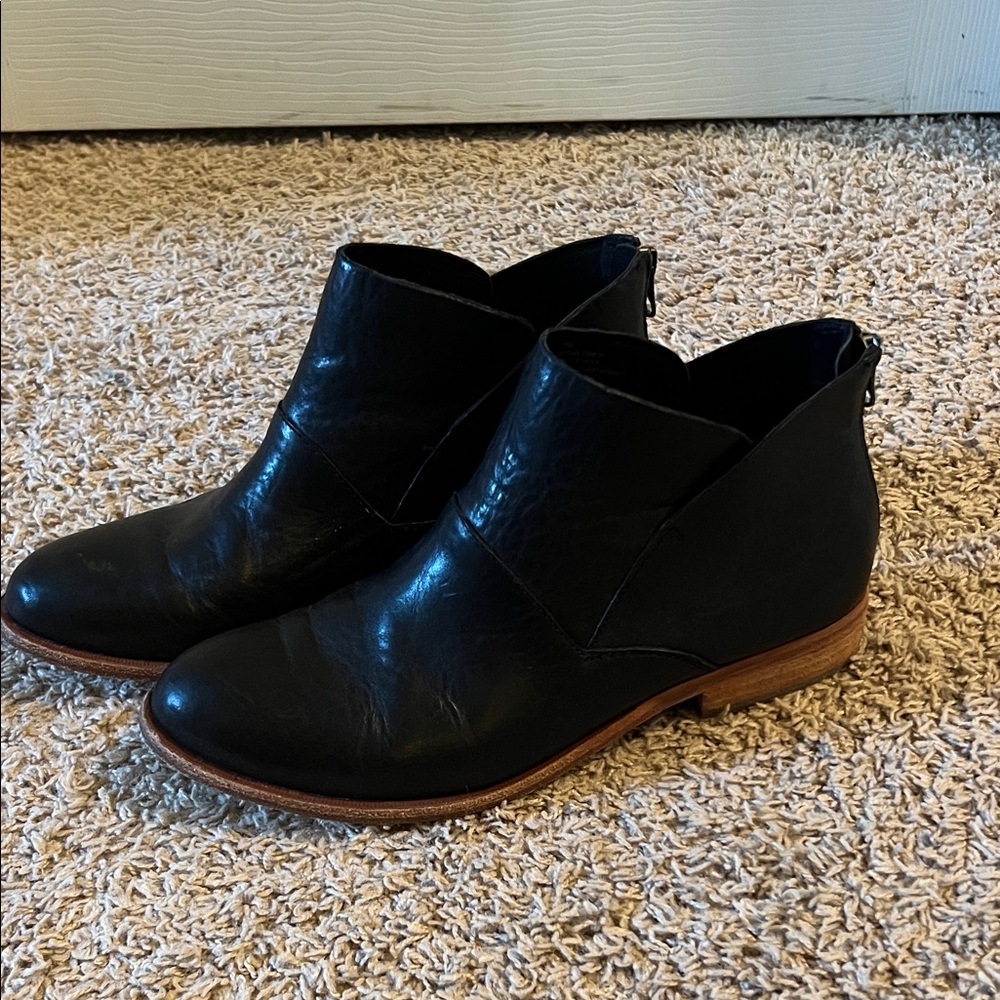Kork-Ease Black Leather Ankle Booties